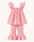 Baby Ruffled Trim Textured Top and Pants Set