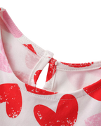 Kids Heart Print Ruffle Sleeve Cotton Dress
