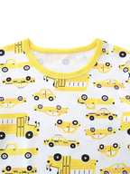 Kids Cartoon Car Print Short Sleeve Pajama Set