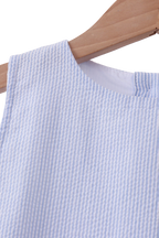 Baby Blue Seersucker Stripe Scalloped Dress