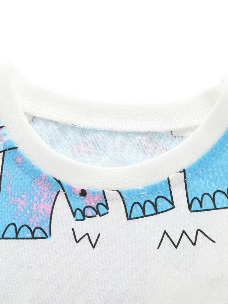 Dinosaur Print Round Neck T-Shirt