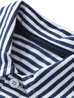 Kids Navy Striped Polo Shirt and Printed Shorts Set