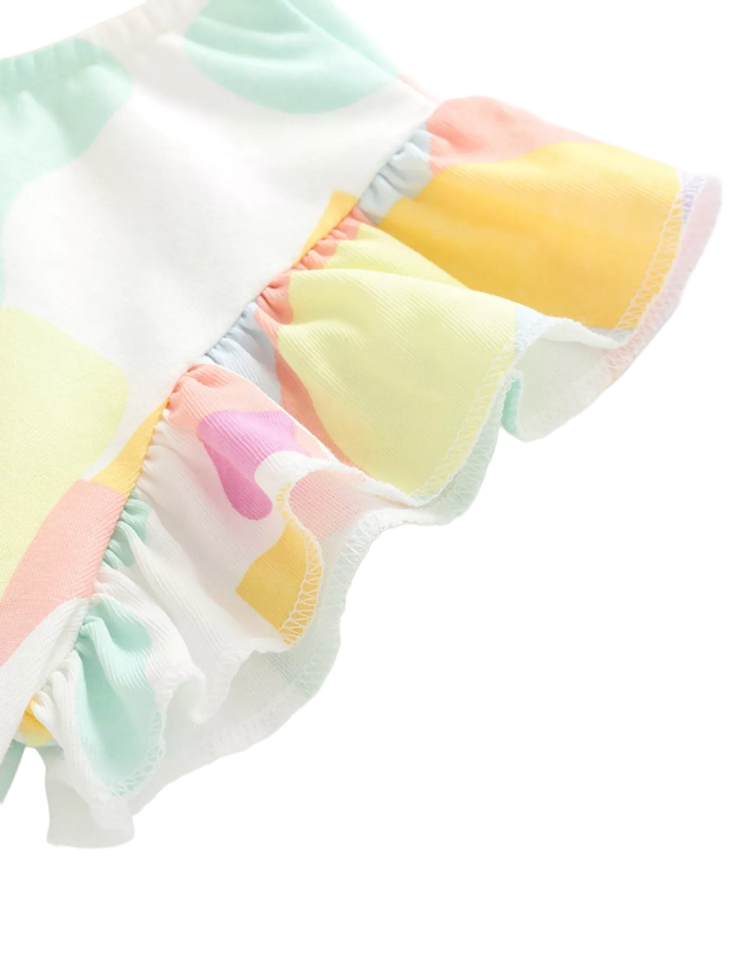 Abstract Print Ruffle Sleeve T-Shirt