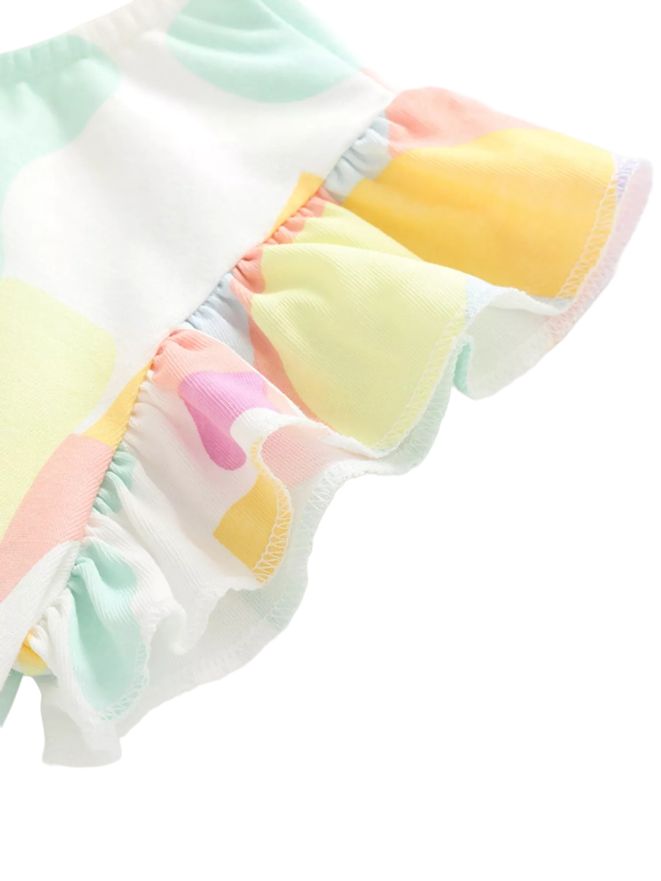 Abstract Print Ruffle Sleeve T-Shirt