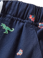 Kids Navy Striped Polo Shirt and Printed Shorts Set