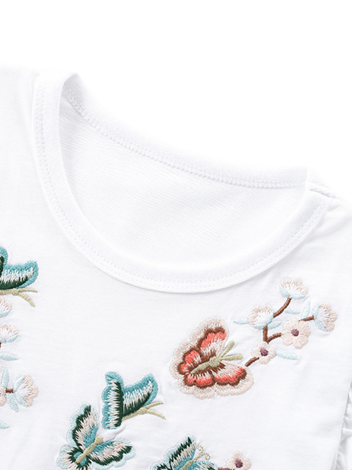 Butterfly Embroidered Tulle Layered Dress