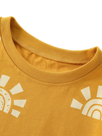 Kids Mustard Sunshine Print T-Shirt and Shorts Set