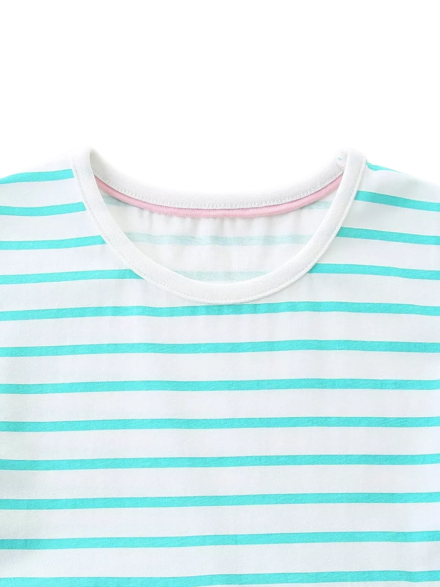 Striped Turtle and Fish Embroidered Dress