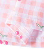 Kids Pink Cherry Gingham Ruffle Sleeve Cotton Dress