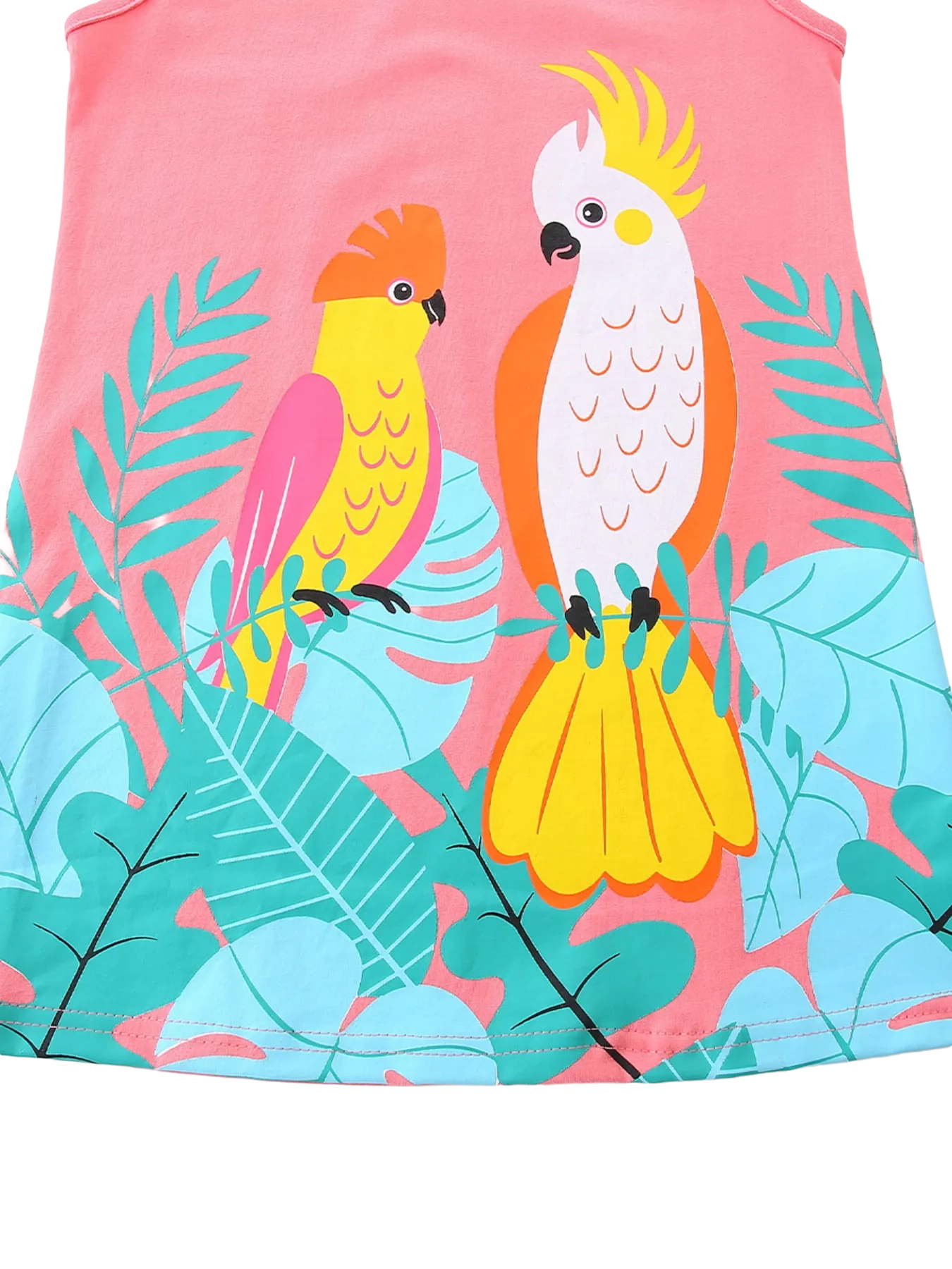 Tropical Parrot Print Sleeveless Dress