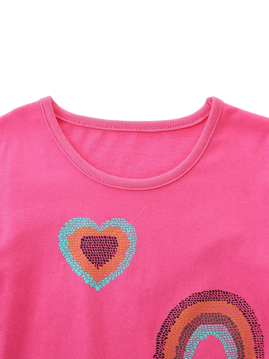 Heart & Rainbow Round Neck Tee