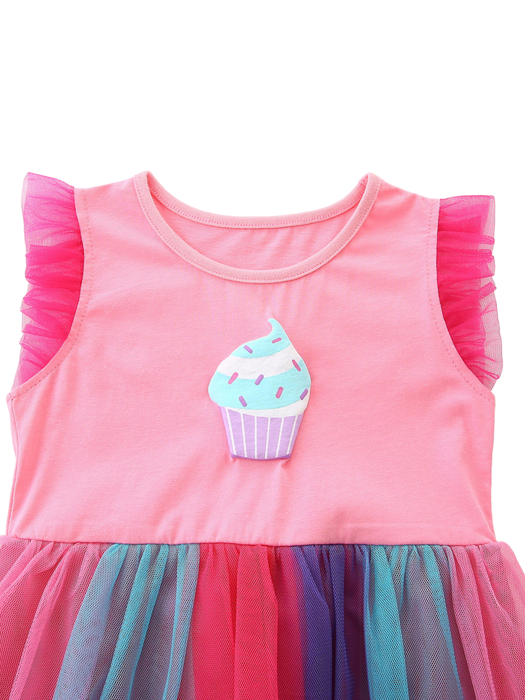 Cupcake Graphic Rainbow Tulle Dress
