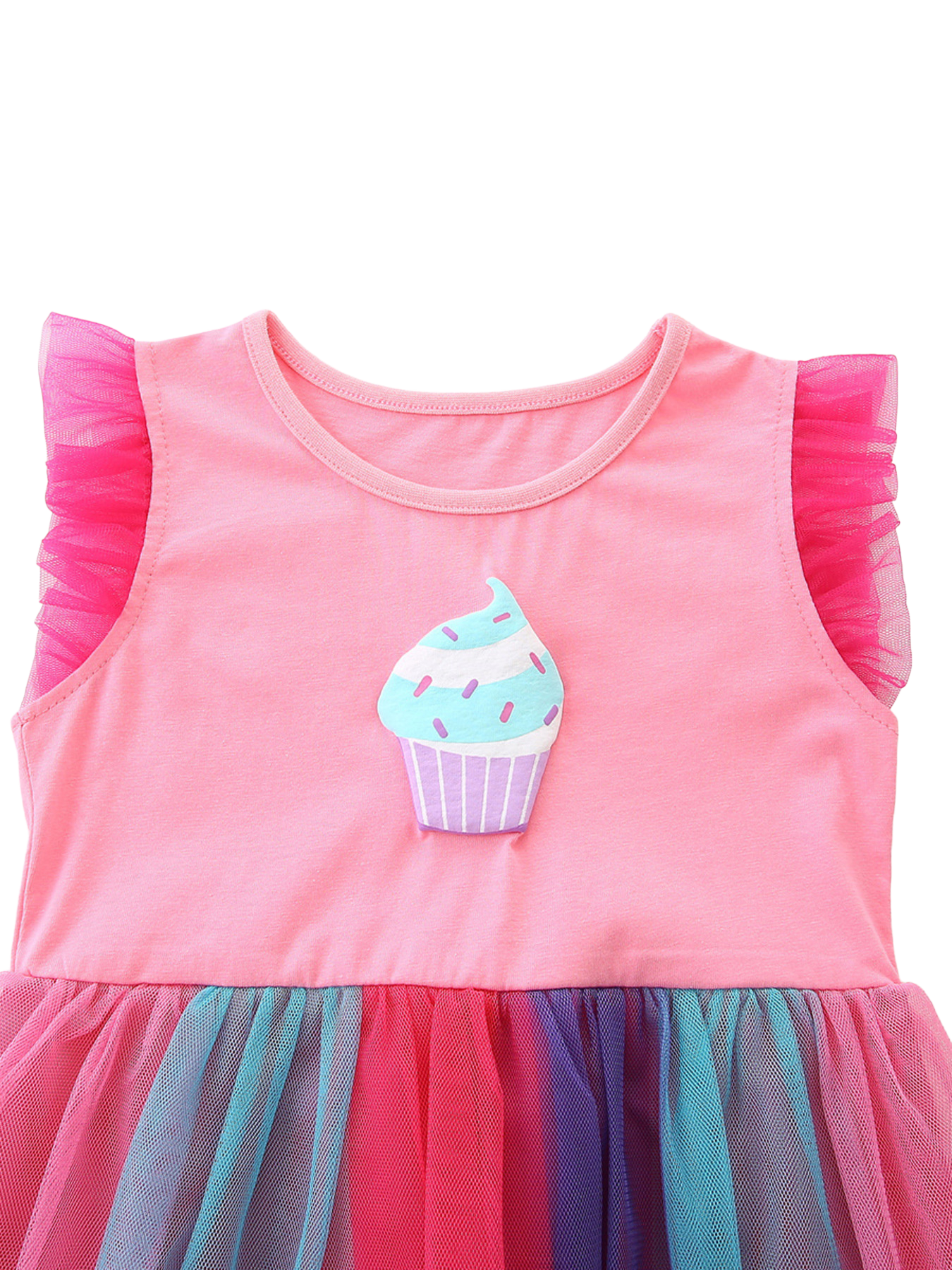 Cupcake Graphic Rainbow Tulle Dress