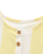 Kids Yellow Striped Summer Dress with Embroidered Floral Pockets