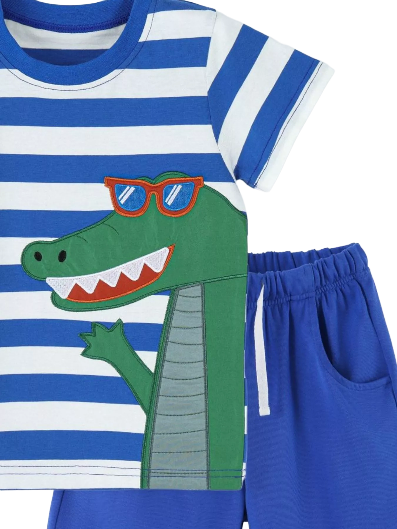 Striped Crocodile T-Shirt and Shorts Set