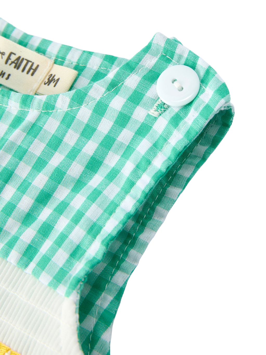 Pickleball Embroidered Smocked Gingham Baby Romper