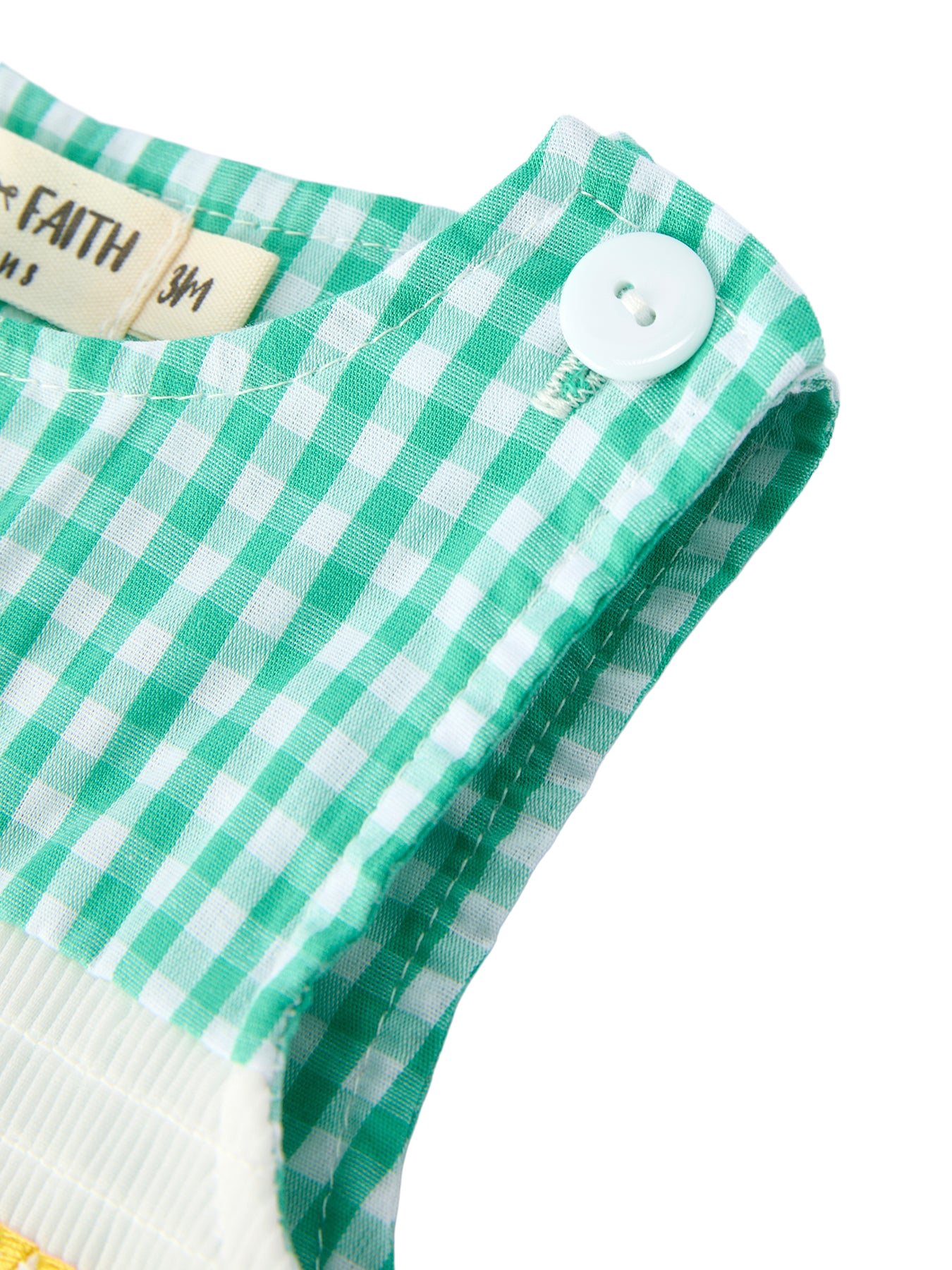 Pickleball Embroidered Smocked Gingham Baby Romper