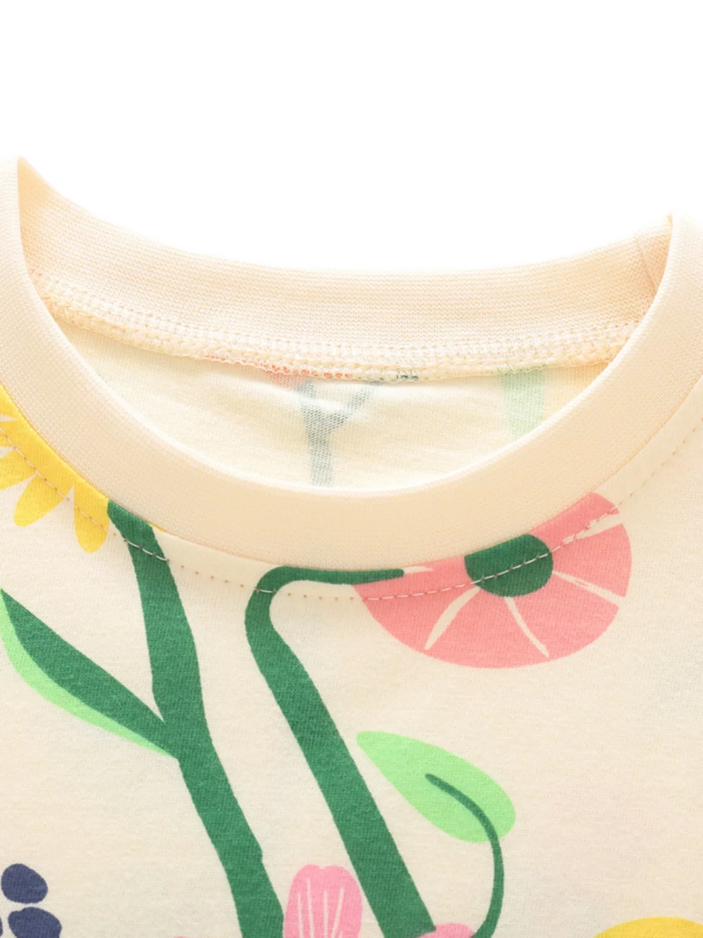 Floral & Fruit Print Ruffled Hem T-Shirt