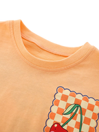 Kids Cherry Graphic Tee & Striped Shorts Set