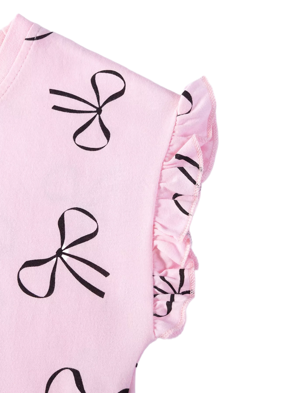 Bow-Print Ruffle Sleeve Casual Dress