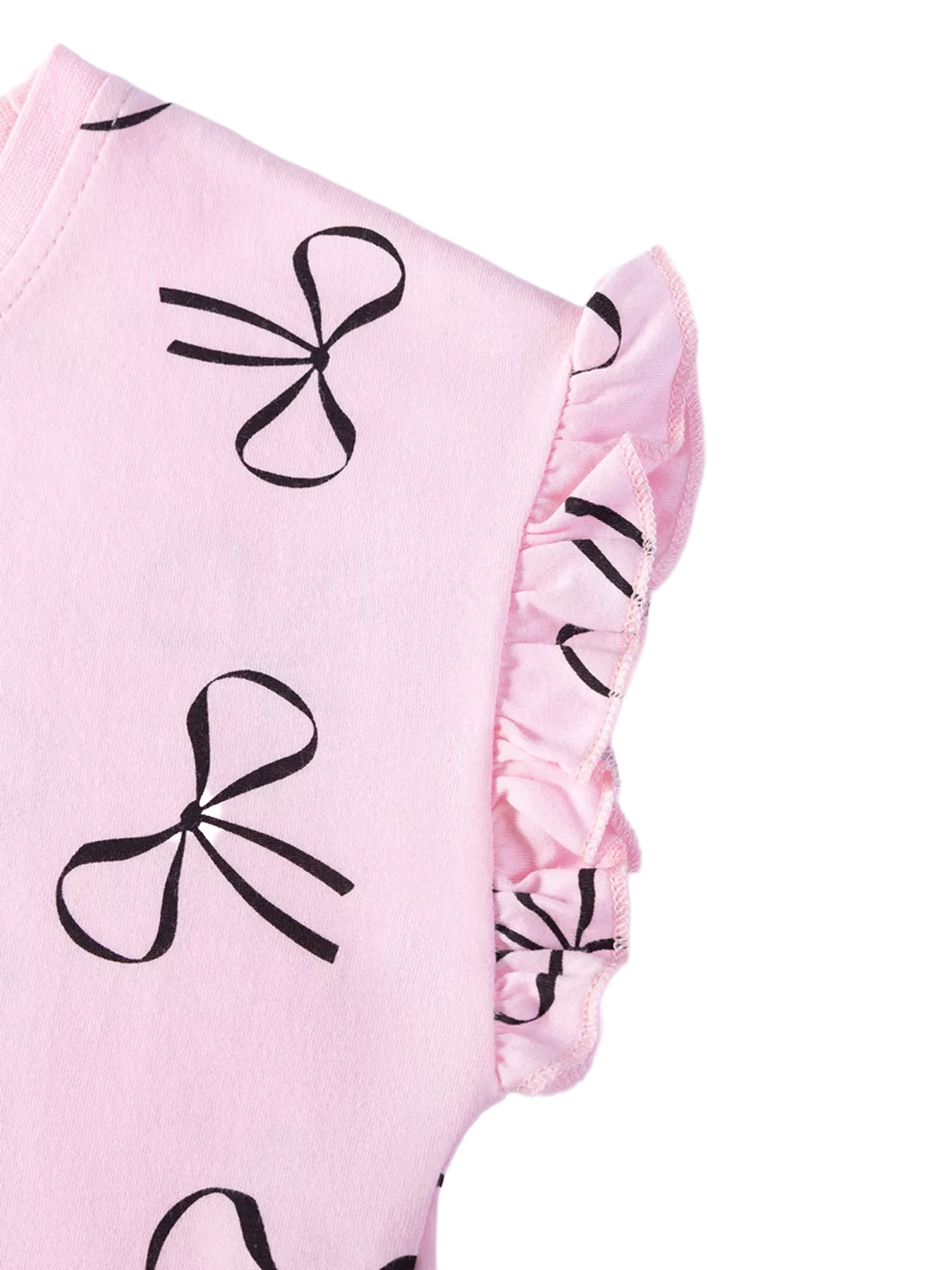 Bow-Print Ruffle Sleeve Casual Dress