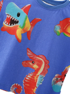 Kids Ocean Animal Print Tee and Shorts Set