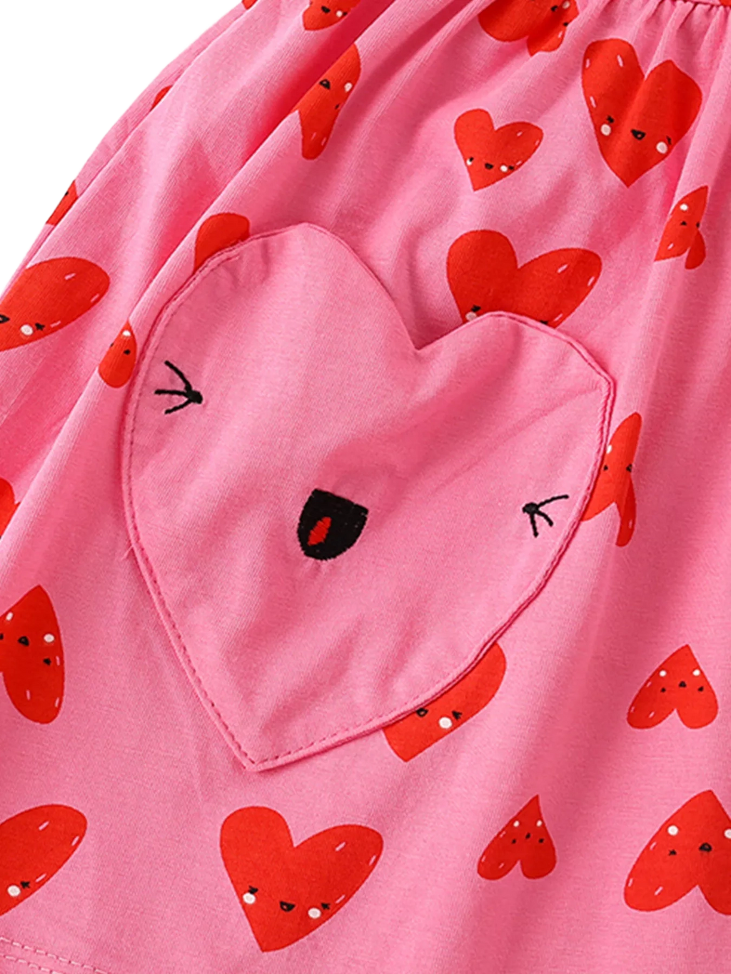 Heart Print Pocket Detail Casual Dress