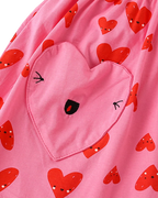 Kids Pink Heart Print Pocket Casual Dress
