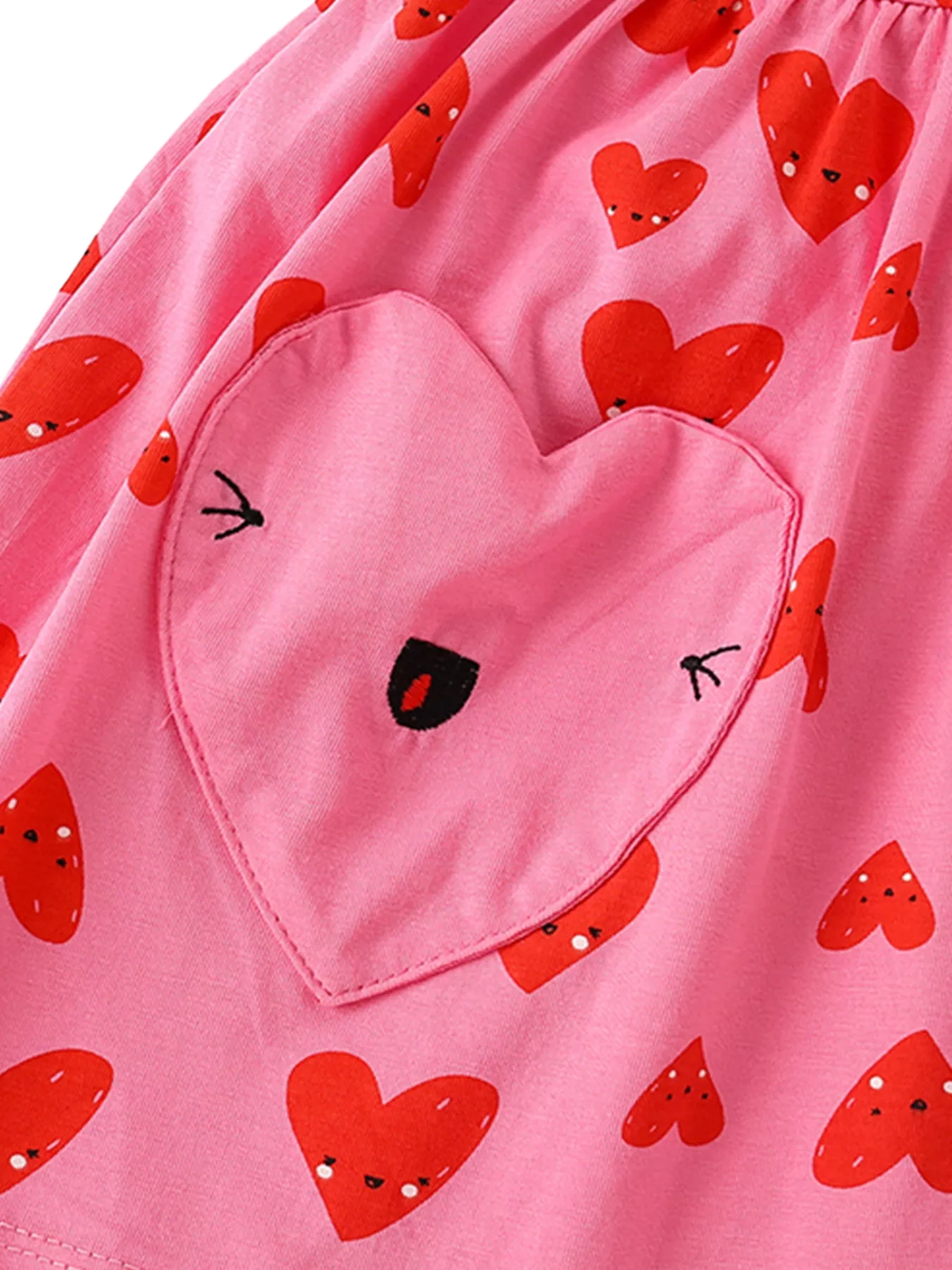 Heart Print Pocket Detail Casual Dress