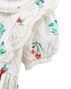 Kids White Floral Peter Pan Collar Ruffle Dress