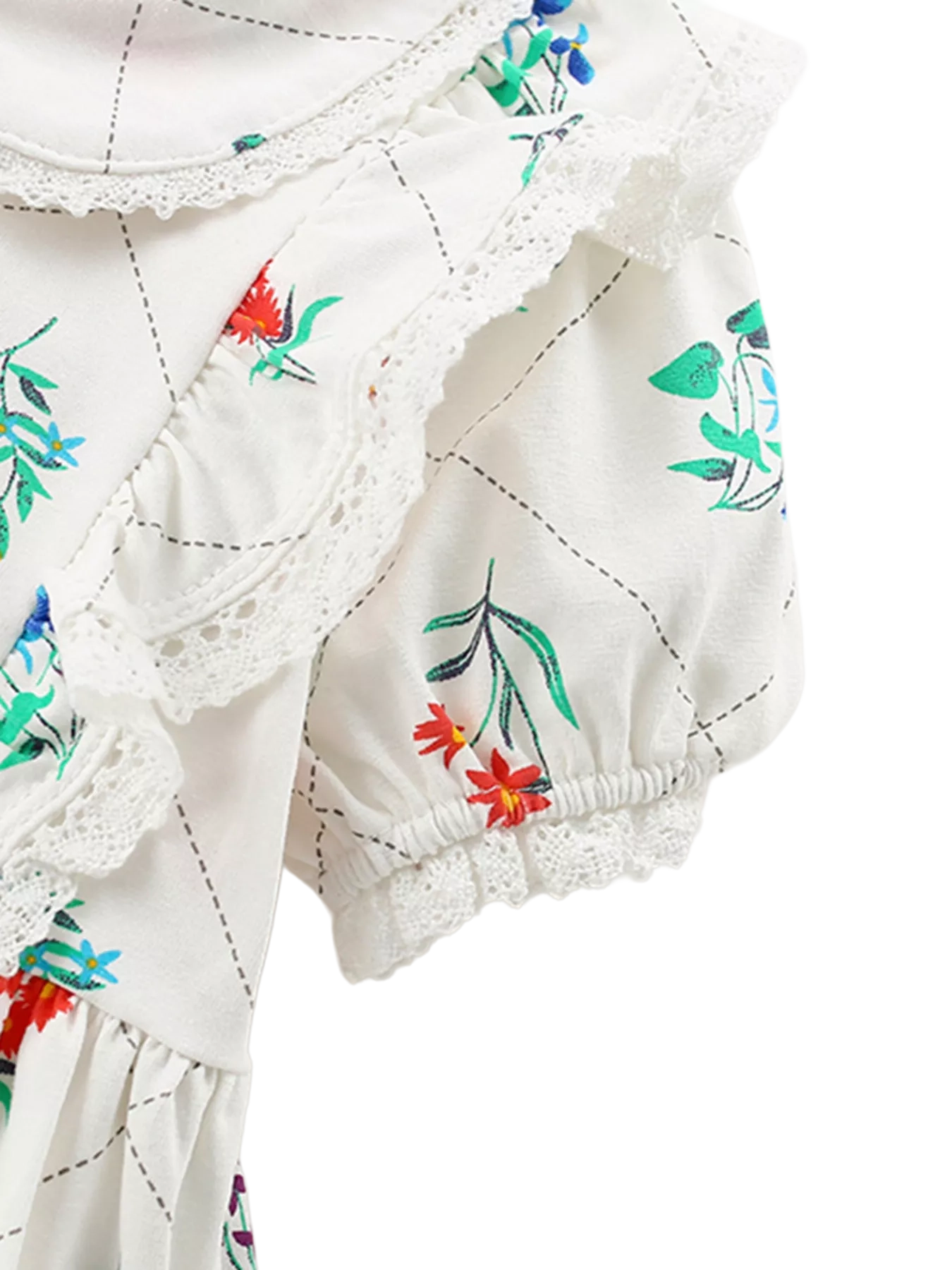 Floral Print Ruffle Peter Pan Collar Dress