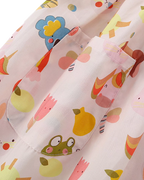 Kids Pink Cartoon Print Button-Front Dress with Pockets