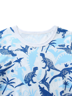 Kids Blue Dinosaur Print Short Pajama Set