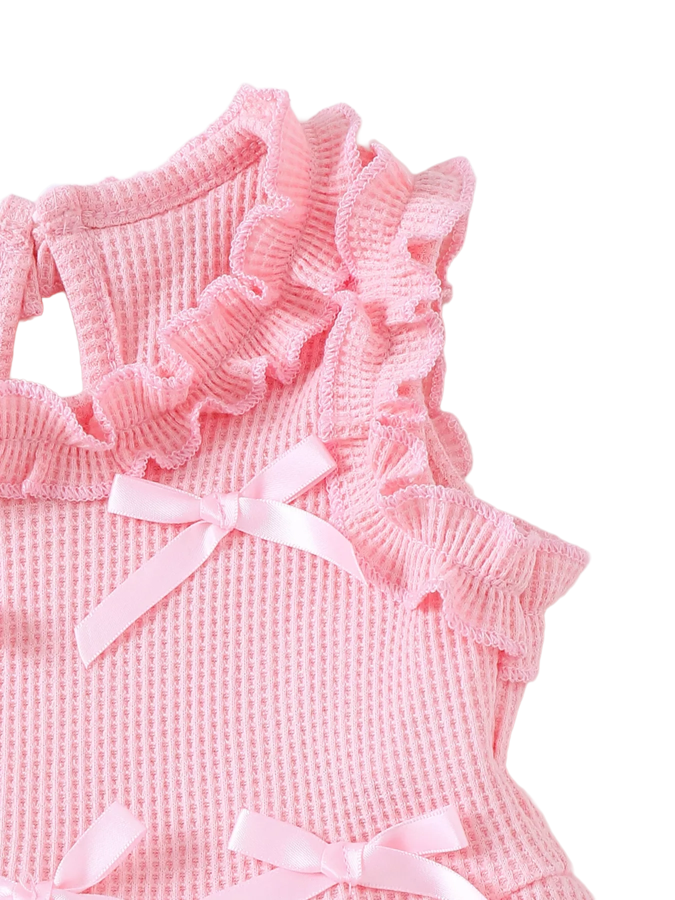 Bow Waffle Knit Top and Pants Set
