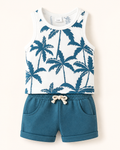Baby Tropical Palm Print Tank Top and Shorts Set