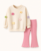 Crewneck Sweatshirt and Ribbed Flare Pants Set