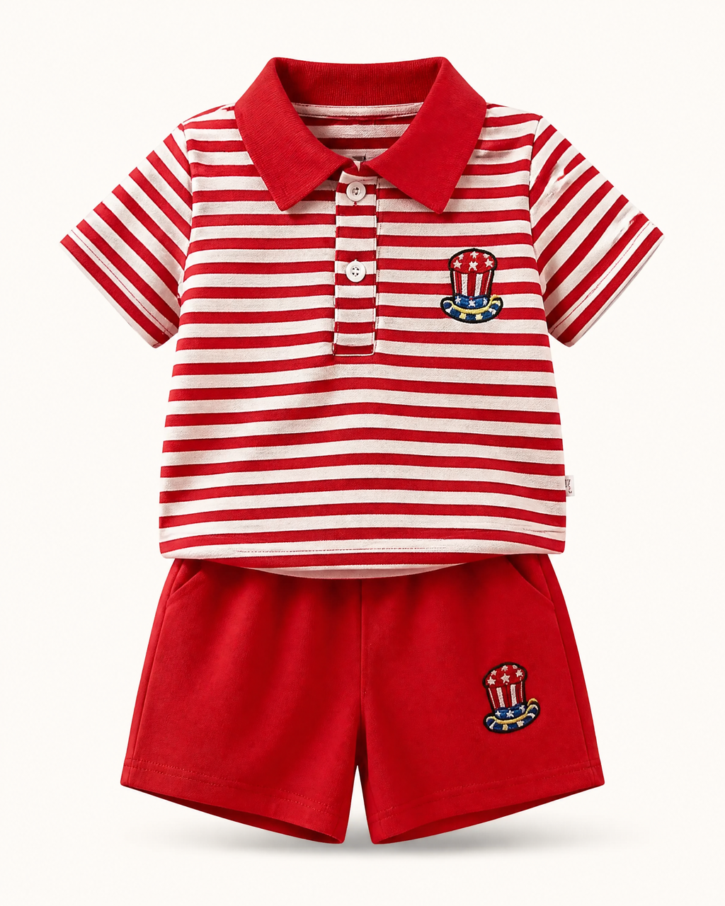 Baby  Patriotic Striped Polo and Shorts Set