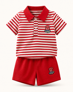 Baby  Patriotic Striped Polo and Shorts Set