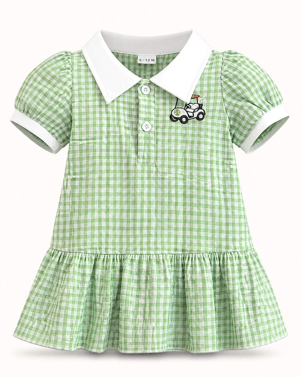 Baby Gingham Ruffle Hem Polo Dress