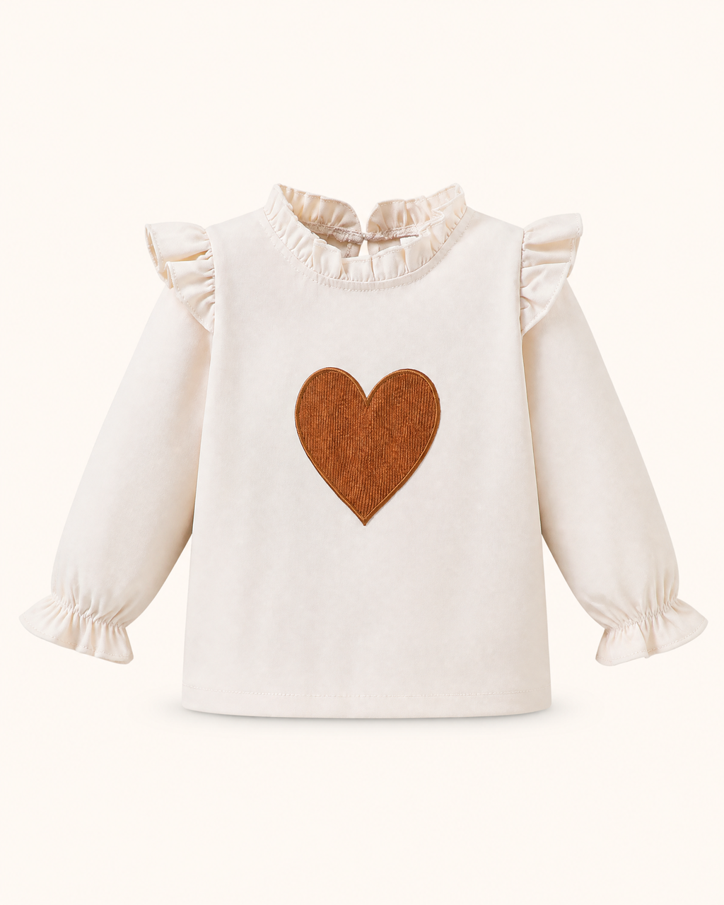 Baby Heart Ruffle Top & Corduroy Bow Skirt Set