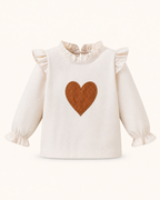 Baby Heart Ruffle Top & Corduroy Bow Skirt Set