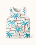 Baby Tropical Palm Print Tank Top and Shorts Set