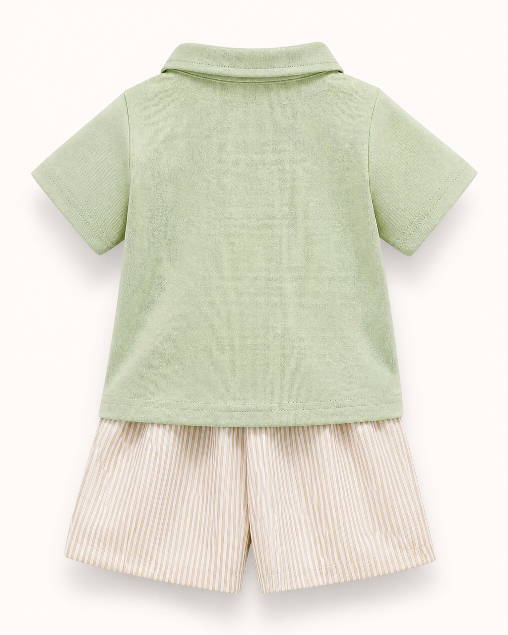 Baby Embroidered Polo Shirt and Striped Shorts Set