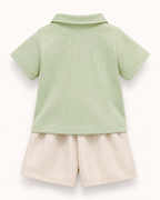 Baby Embroidered Polo Shirt and Striped Shorts Set