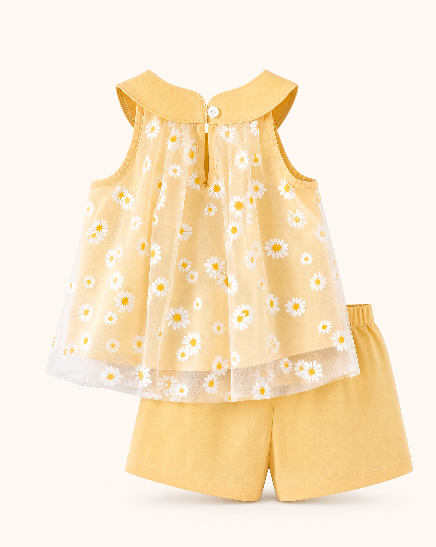 Baby  Daisy Print Bow Tank Top and Shorts Set