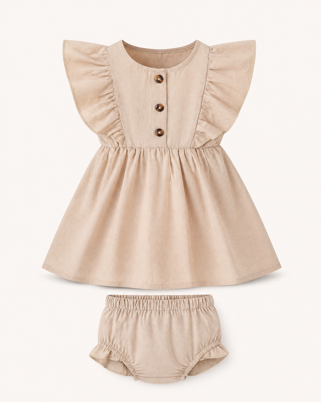 Baby Ruffle Trim Button Front Top and Shorts Set
