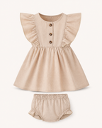Baby Ruffle Trim Button Front Top and Shorts Set