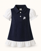 Baby Navy Embroidered Polo Ruffle Dress