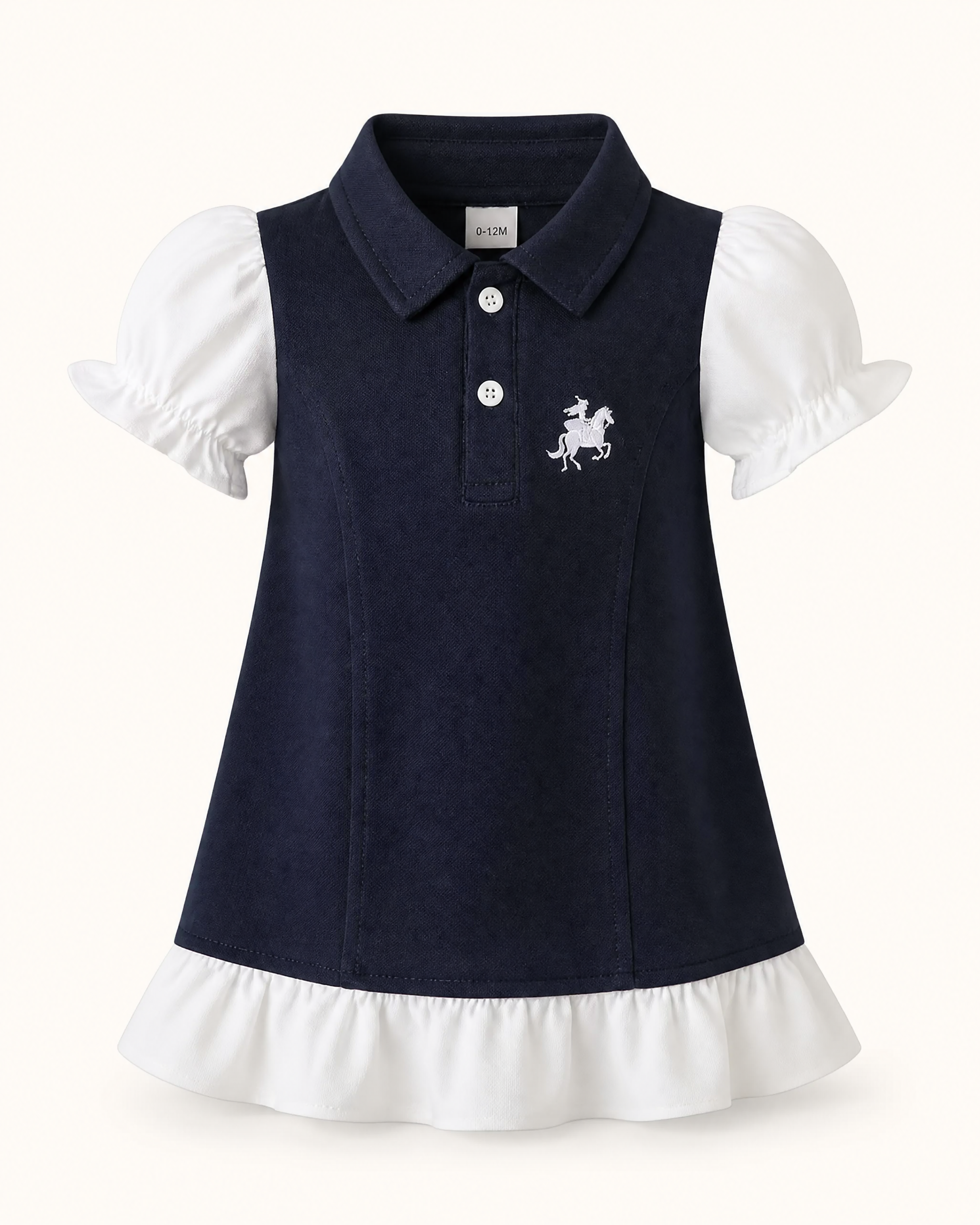 Baby Navy Embroidered Polo Ruffle Dress