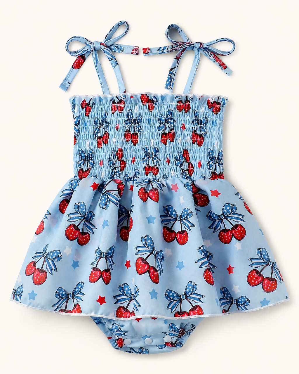Baby Cherry Print Bodysuit Dress and Headband Set